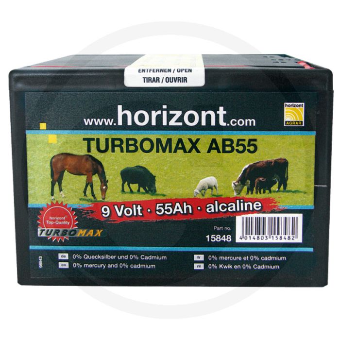 Horizont droge batterij turbomax ab 55 - alkalisch, 9v, 55ah, kleine behuizing