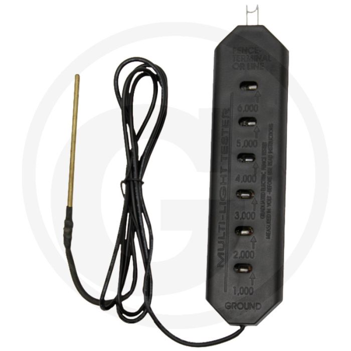 Afrastering- en apparaattester met messing punt en lichtdiode, bij het oplichten van het controlelampje bent u verzekerd van goed functioneren - waterdicht.
