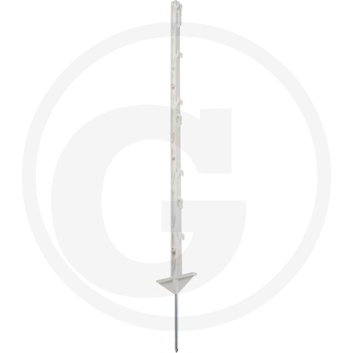 Afrasteringspaal, kunststof, wit, 105 cm, met dubbele rij stalen pennen 8 mm