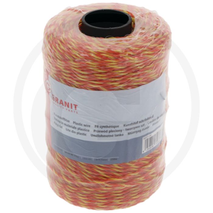 Schrikdraad 250m geel/oranje 7,5 ohm/m 3 draden 90kg