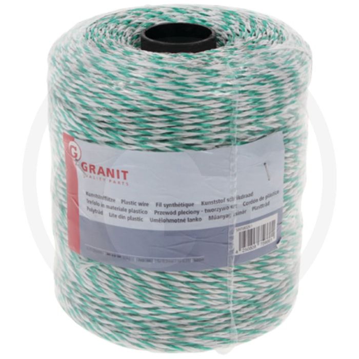 Kunststof schrikdraad 500m rol, wit/groen, 6 draden, 90kg breukbelasting