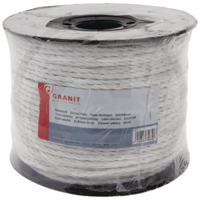 Fil de clôture 200m x 6mm blanc pe monofilament 0.04 ohm/m