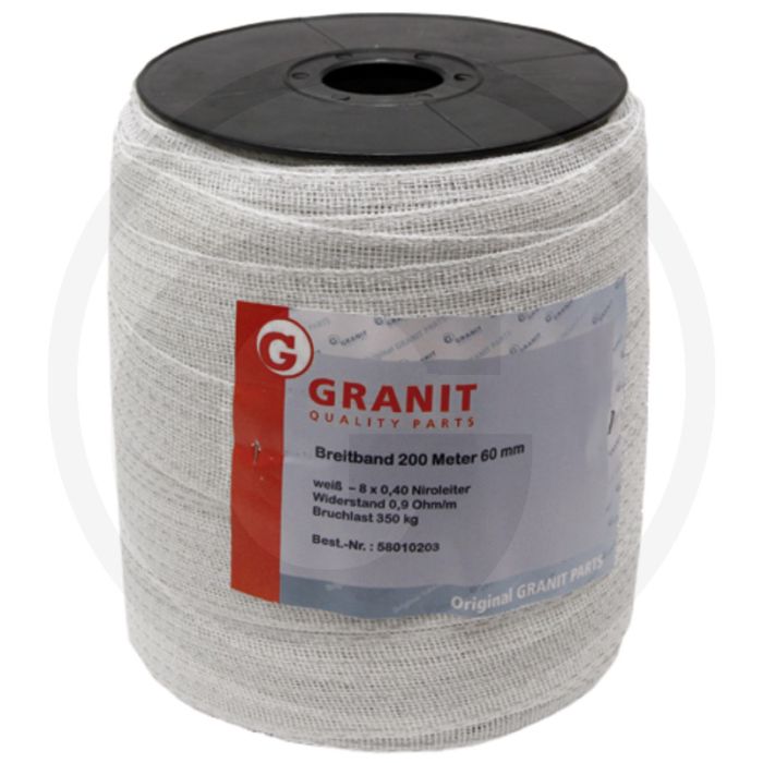 Schriklint 200m / 60mm wit 0,9 ohm/m 8 draden 350kg breukbelasting