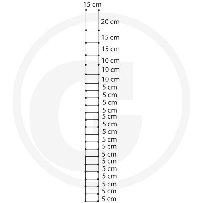 Gaas 160/23/15 - hoogte 1600mm, Ø kop- en voetdraad 2,5mm, Ø kerndraad 2mm, rollengte 50m
