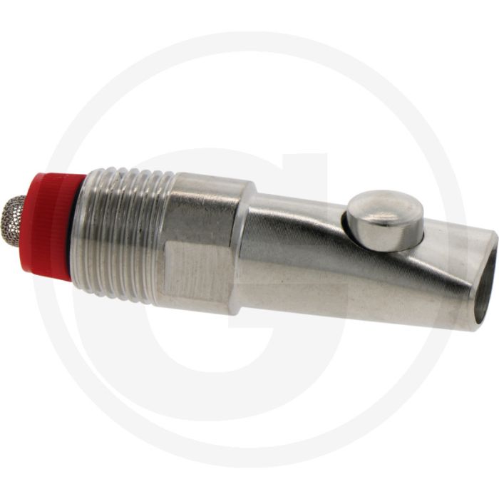 Nippel van rvs 63 mm lang, voor varkens, nippel instelbaar van 8 - 1,2 mm - draad: 1/2"