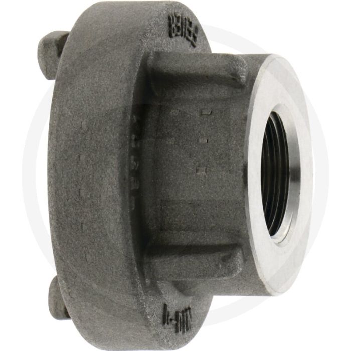 Vaste koppeling met binnendraad nw: 52c, 66mm nokafstand, 2 1/2" inch binnendraad, rvs, 2 nokken, afb. nr. 2