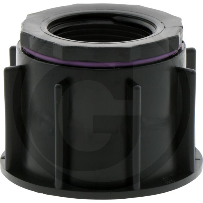 Adaptateur Ibc long S60x6 x 1 1/4" à filetage intérieur avec joints résistants aux acides Adaptateur Ibc long S60x6 x 1 1/4" à filetage intérieur avec joints résistants aux acides