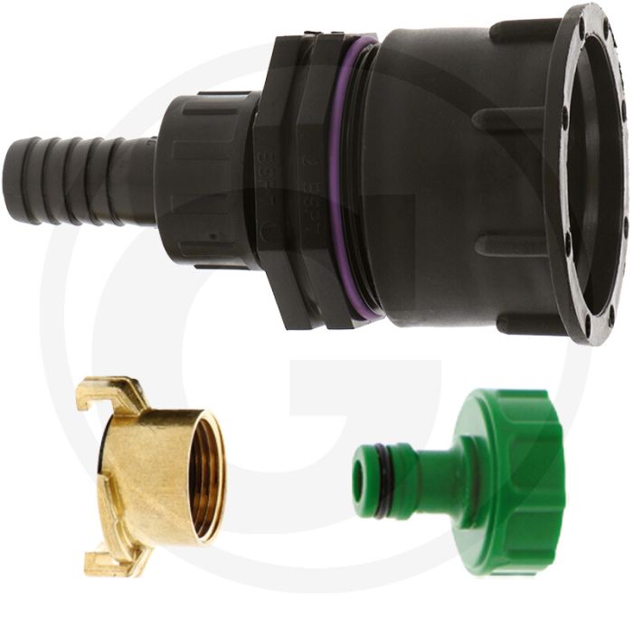 Adapterset slangaansluiting ibc - draad: s60x6 & accessoires: slangtule, klauwkoppeling, kraanaansluiting