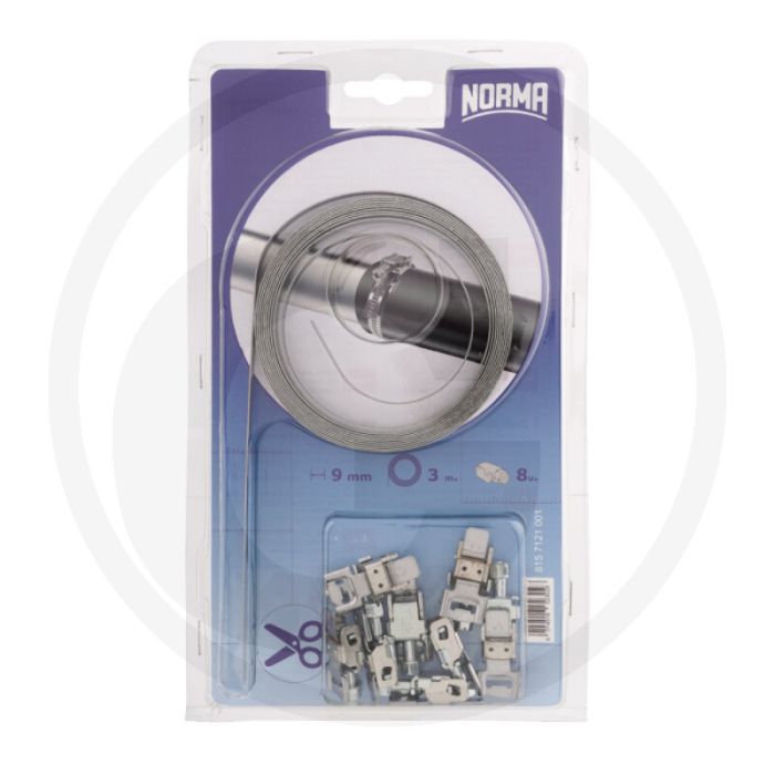 Norma eindeloze band kit 3/9 incl. 8 koppen - lengte 3000 mm, rvs (w2b)