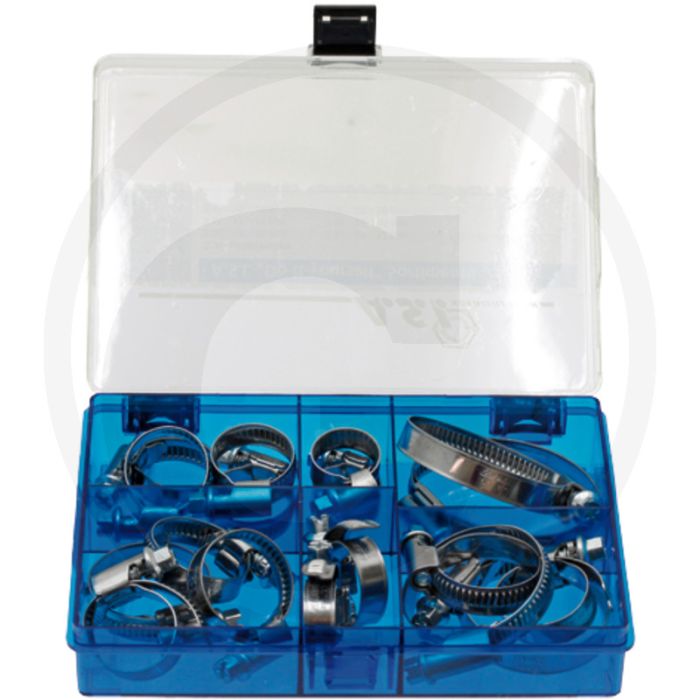 Assortiment de colliers de serrage, modèle W2 (corps et pneu en acier inoxydable) - 18 pièces