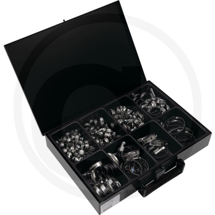Mallette d'assortiment Black Edition « Black Edition » de colliers de serrage, 150 pièces - acier inoxydable A2, différentes dimensions