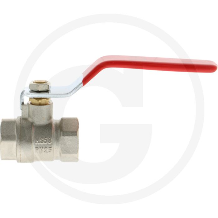 Kogelkraan 2-weg binnendraad 1/2" max. 15 bar - messing / vernikkeld - 50 mm bouwlengte