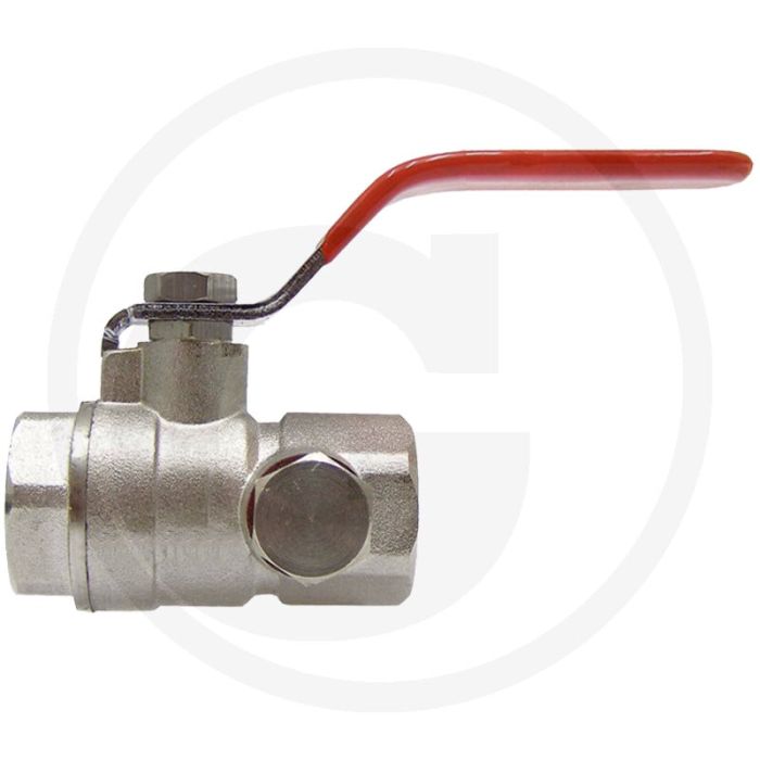 Kogelkraan 3/4" met leegmaken, messing, 2-weg, 30 bar