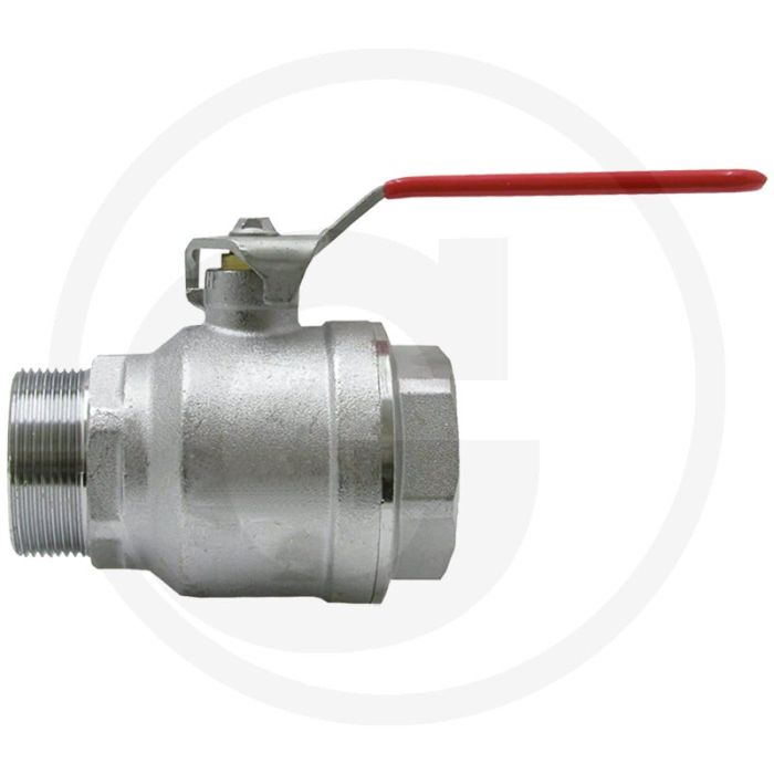 Kogelkraan 2-weg messing vernikkeld 1 1/4" binnendraad 90mm bouwlengte