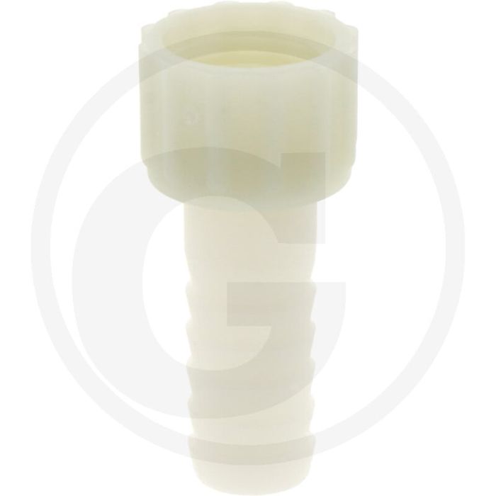 Slangtule 2 / 3 - Ø 20mm, binnendraad 3/4", pa (nylon), 16 bar, wit - a 3/4", b 20mm