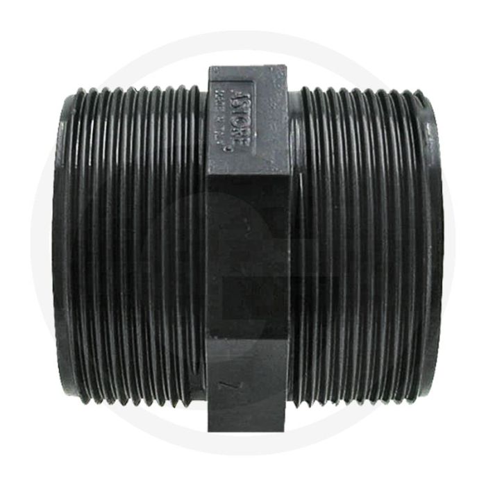 Dubbele nippel pvc-u 1 1/2" buitendraad 26mm l 10 bar max.