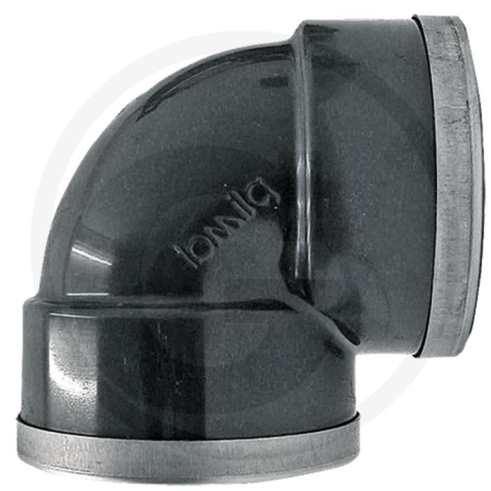 Haaks 90° 90° met verstevigingsring - pvc-u, 1/2" binnendraad, 10 bar max. werkdruk