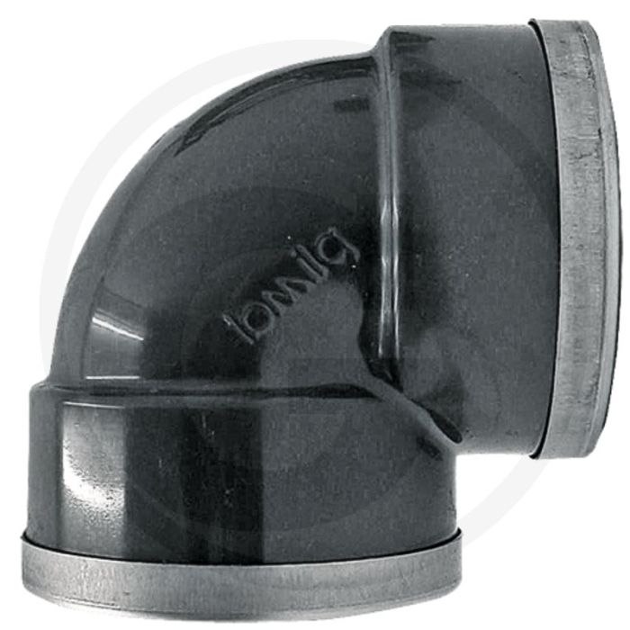 Haaks 90° met verstevigingsring - pvc-u, 1" binnendraad, 90° hoek, max. werkdruk 10 bar
