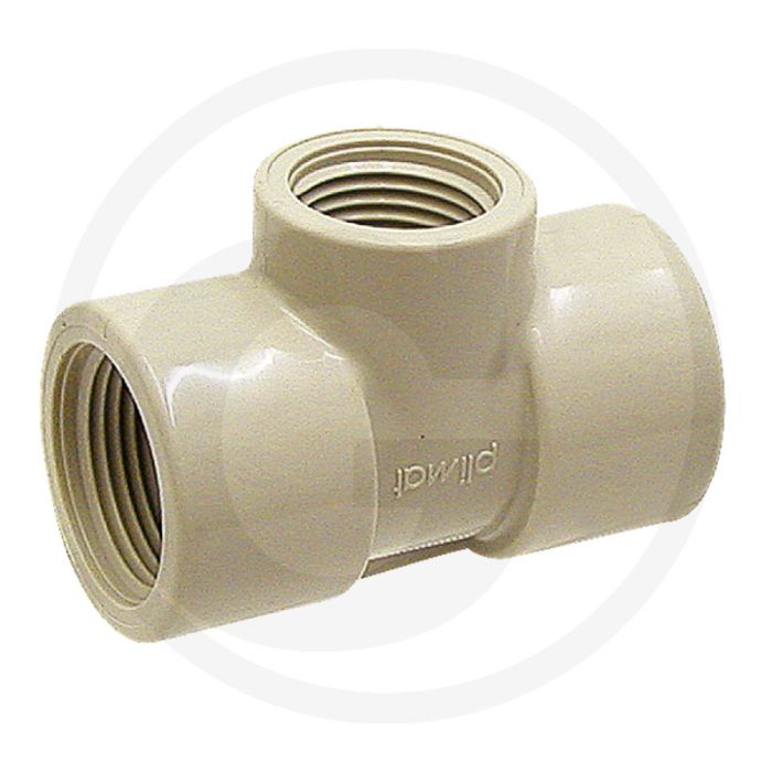 T-stuk met verloop binnendraad 3/4" → 1/2" → 3/4" pp