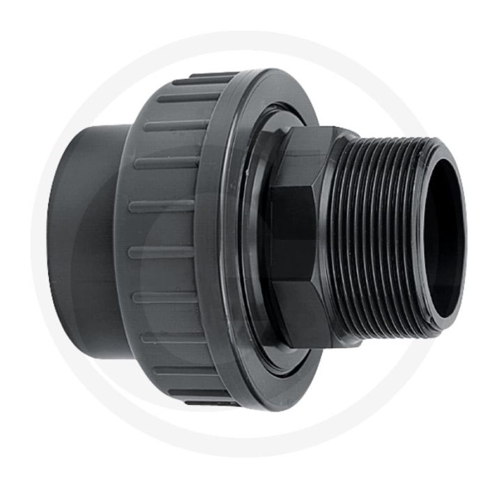 Schroefkoppeling met 1x buitendraad en 1x lijmsok - pvc-u, 1" inch