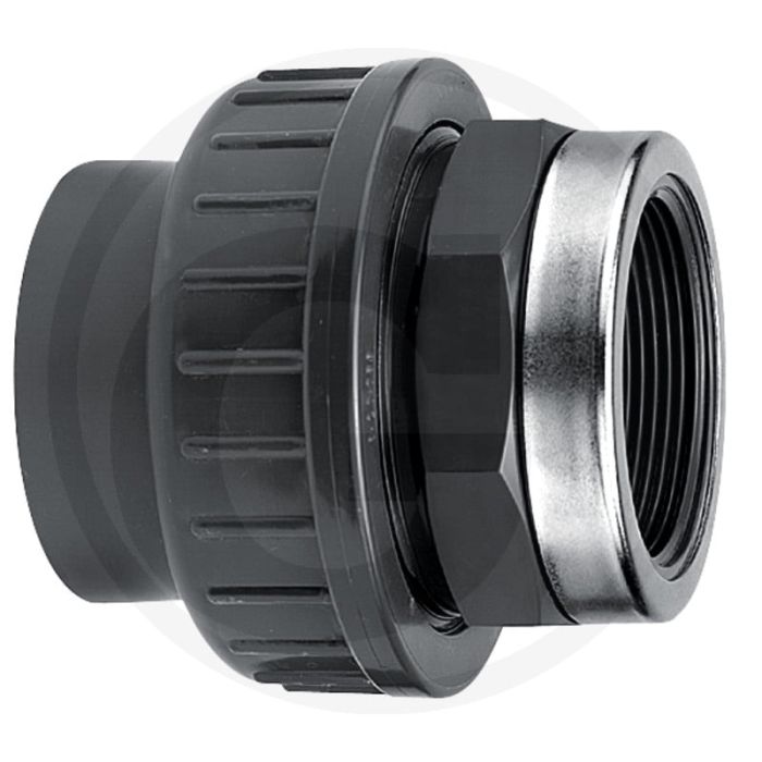 Schroefkoppeling met 1x binnendraad en 1x lijmsok - pvc-u, 1 1/4" binnendraad - 40mm d1, 1 1/4" d2, 16 bar max. werkdruk