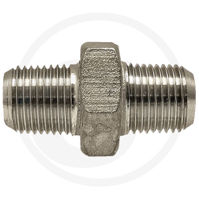 Dubbele nippel 1 1/4" buitendraad rvs