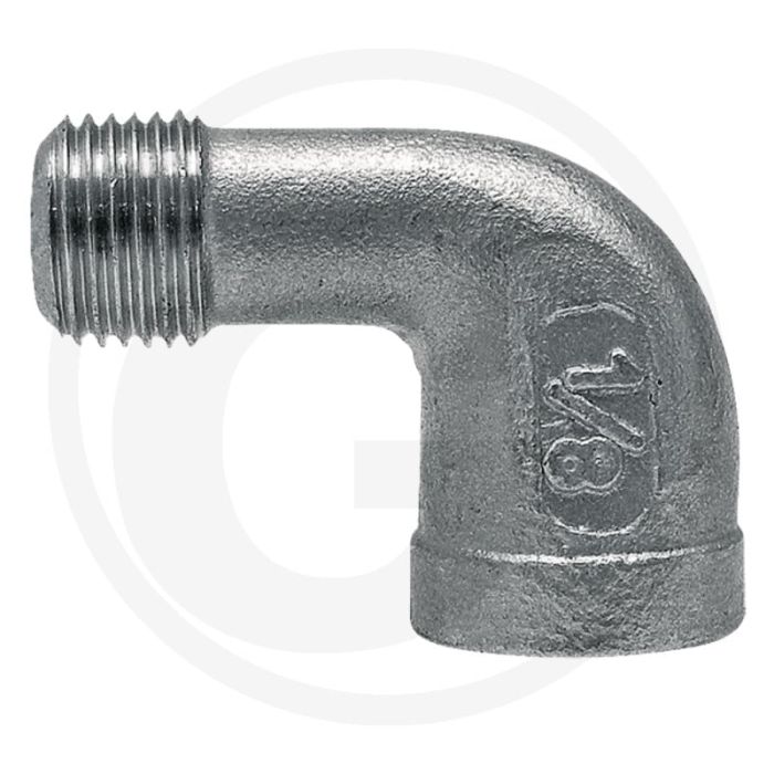 Bocht 90° rvs 1 1/2" buitendraad