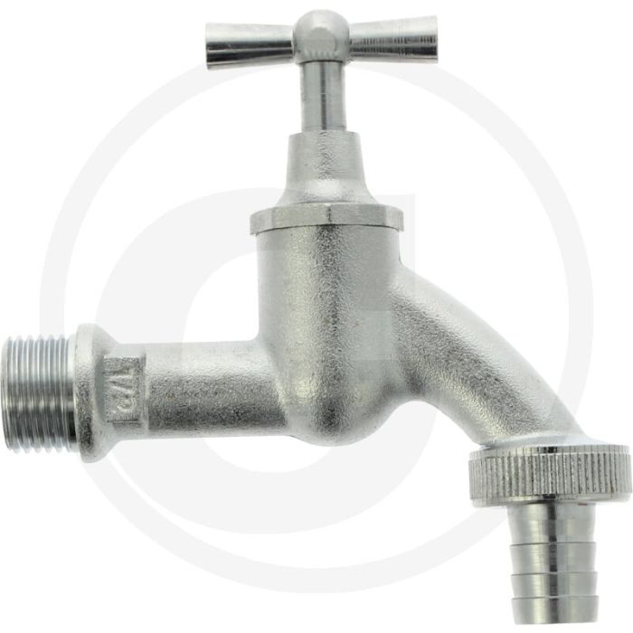 Waterkranen - messing / mat verchroomd - slangtule