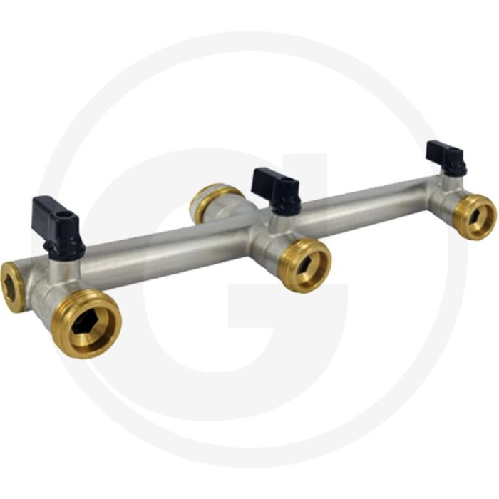 Afsluitkraan verdeelstuk - met 3 uitgangen, 3x 3/4" uitloop
