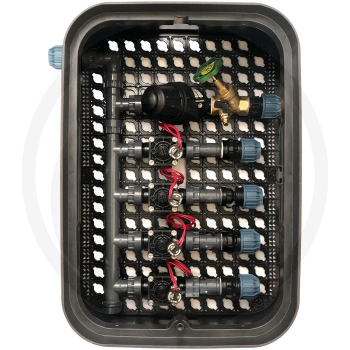 Ventielbox basis voorgemonteerd - 4 zones, 25 mm aansluiting Ventielbox basis voorgemonteerd - 4 zones, 25 mm aansluiting
