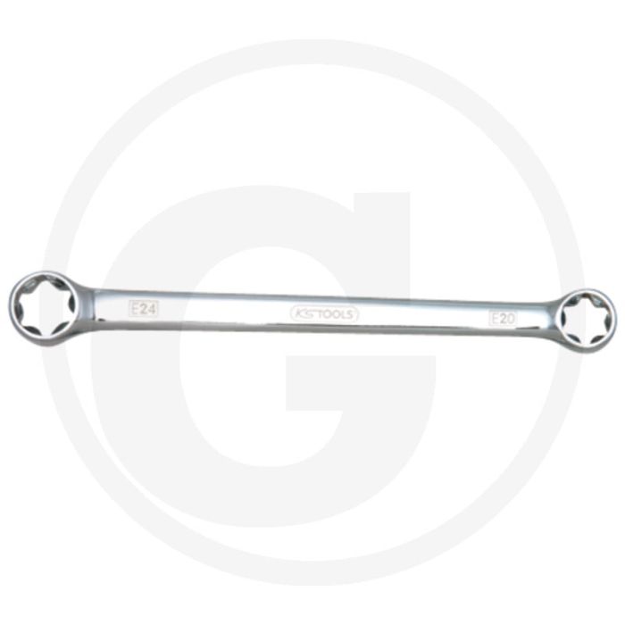 Ks tools chromeplus® tx-e ringsleutel, e20 x e24 - torx-e-profil, gerade form, dünnwandig, hochglanz verchromt, chrom vanadium Ks tools chromeplus® tx-e ringsleutel, e20 x e24 - torx-e-profil, gerade form, dünnwandig, hochglanz verchromt, chrom vanadium