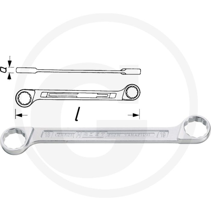 Hazet ringsleutel 18 x 19 mm chroom-vanadium din 837 form b Hazet ringsleutel 18 x 19 mm chroom-vanadium din 837 form b