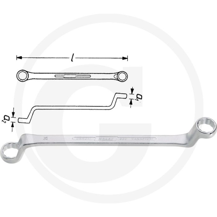 Hazet ringsleutel 24 x 26 mm, 330 mm lengte, chroom-vanadium