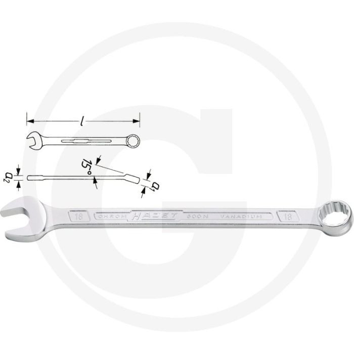 Hazet ring-steeksleutel 13mm, 193mm lengte, chroom-vanadium