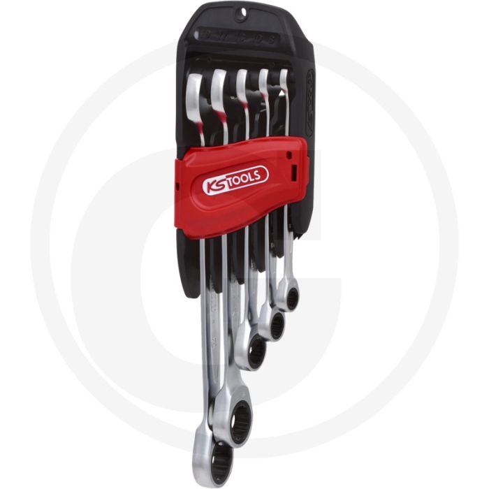 Ks tools gearplus® ringratel-steeksleutelset gebogen, 5-delig, 8 - 19 mm - 72 tanden Ks tools gearplus® ringratel-steeksleutelset gebogen, 5-delig, 8 - 19 mm - 72 tanden