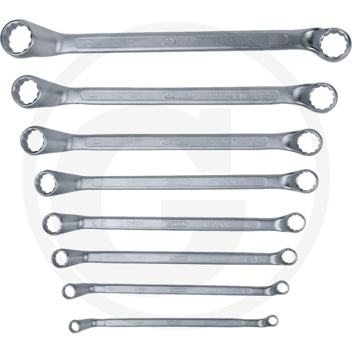Ks tools classic ringsleutelset, gebogen, 8-delig - sleutelmaten: 6x7 t/m 20x22 mm