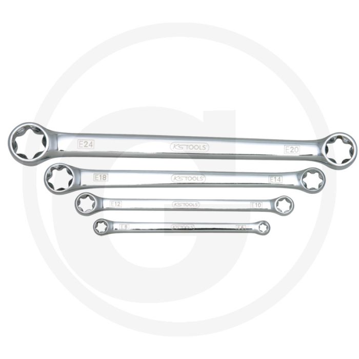 Ks tools chromeplus® tx-e-ringsleutelset, 4-delig, e6-e8 tot e20-e24, ringsleutel 4-delig. Ks tools chromeplus® tx-e-ringsleutelset, 4-delig, e6-e8 tot e20-e24, ringsleutel 4-delig.