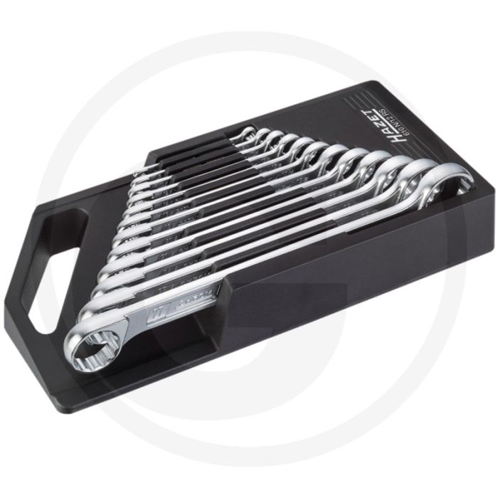 Hazet dubbele-ringsleutelset 12-delig - chroom-vanadium - sleutelmaten 6 x 7 tot 27 x 32 mm Hazet dubbele-ringsleutelset 12-delig - chroom-vanadium - sleutelmaten 6 x 7 tot 27 x 32 mm