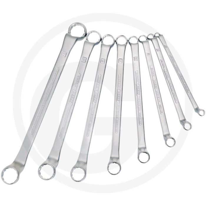 Hazet dubbele-ringsleutelset 8-delig - chroom-vanadium - sleutelmaten 6 x 7 tot 21 x 22 mm
