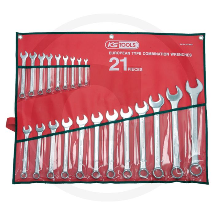 Ks tools ringsteeksleutelset, gebogen 21-delig, 6-32 mm, in roltas - flanktraction-profil, chroom vanadium Ks tools ringsteeksleutelset, gebogen 21-delig, 6-32 mm, in roltas - flanktraction-profil, chroom vanadium
