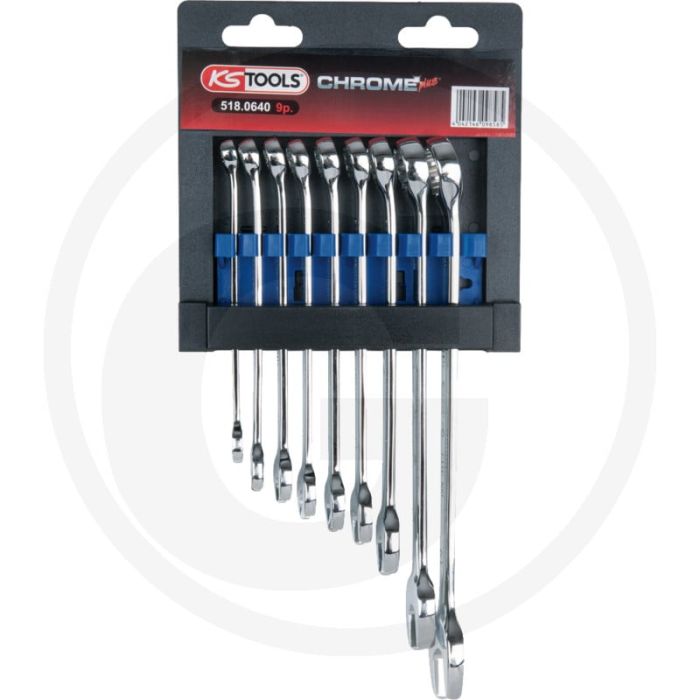 Ks tools chromeplus® Ringschlüsselsatz, gebogen 13-teilig, 6 - 22 mm - Flankenabzugsprofil, Chrom-Vanadium Ks tools chromeplus® Ringschlüsselsatz, gebogen 13-teilig, 6 - 22 mm - Flankenabzugsprofil, Chrom-Vanadium