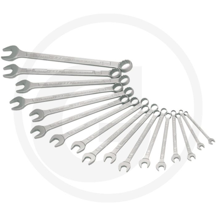 Hazet ring-steeksleutelset 17-delig, sleutelmaten 7-27 mm, chroom-vanadium