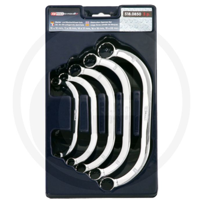 Ks tools chroom + startersleutelset 5-delig - flanktraction-profil - 331mm lengte