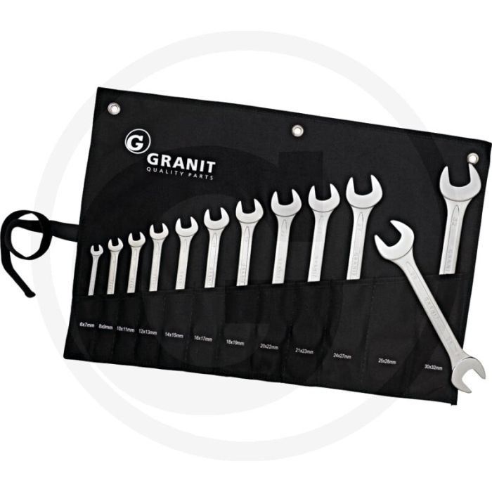 Black edition black edition steeksleutelset, 12-delig - chroom-vanadium-staal, 15° gebogen, mat verchroomd - 6x7mm tot 30x32mm