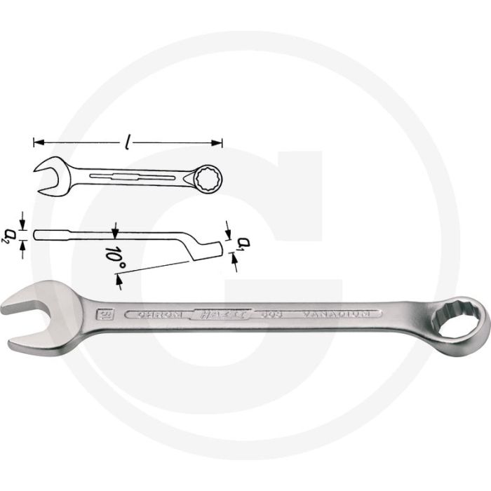 Clé mixte Hazet 14 mm, chrome-vanadium, 170 mm Clé mixte Hazet 14 mm, chrome-vanadium, 170 mm