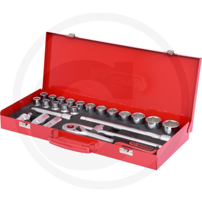 Ks tools 1/2" classic dopsleutelset - 16-delige set met 6-kant doppen, verlengstuk, bougie dopsleutel, ratel en meer