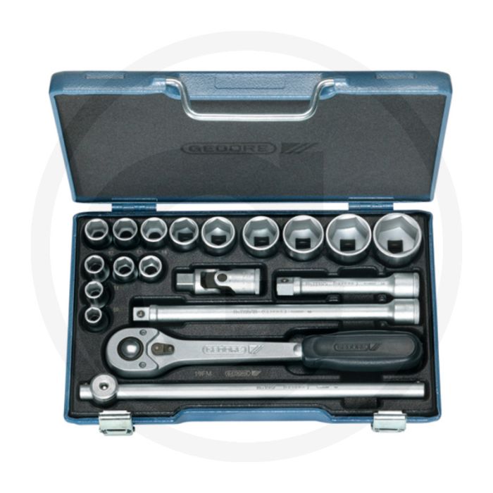 Gedore gedore dopsleutelset 1/2" met 15 doppen en accessoires