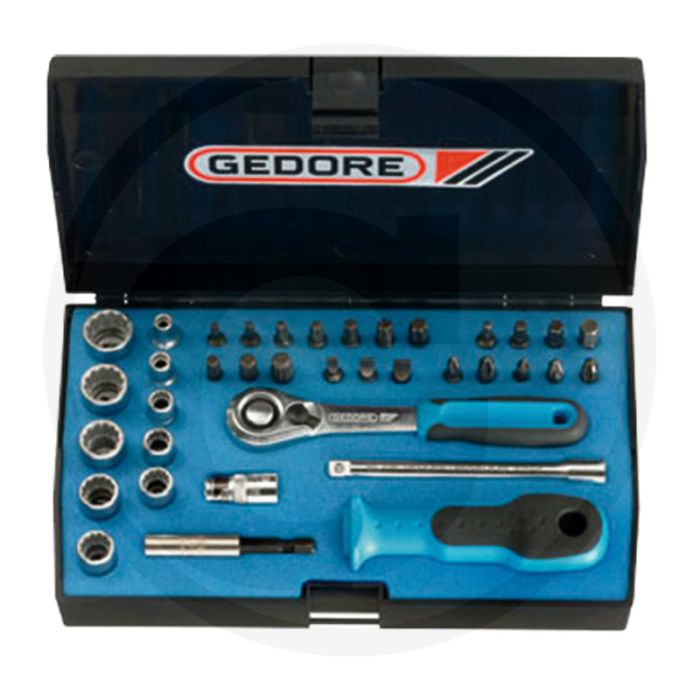 Gedore gedore dopsleutelset 1/4" 37-delig, in kunststof koffer - 12-kant ud-profiel doppen