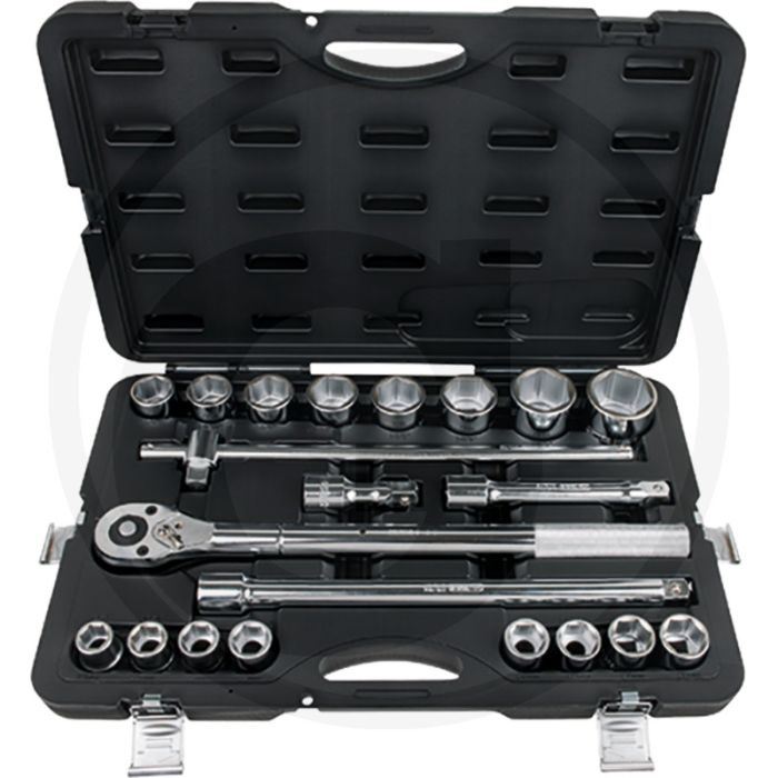 Ks tools 3/4" classic dopsleutelset 21-delig, in kunststofkoffer - 6-kant, chroom vanadium