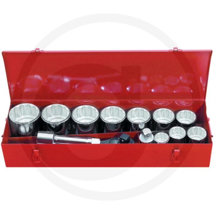 Ks tools 1" dopsleutelset, 15-delig - 24-tands ratel, chroom vanadium